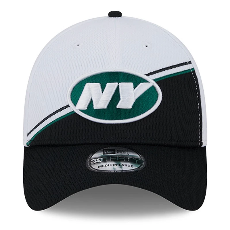 Men's New Era  White/Black York Jets 2023 Sideline 39THIRTY Flex Hat