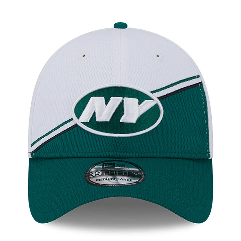 Casquette flex 39THIRTY Sideline New York Jets 2023 Era pour homme, blanc/vert