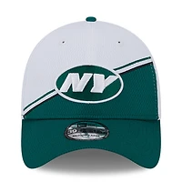 Casquette flex 39THIRTY Sideline New York Jets 2023 Era pour homme, blanc/vert