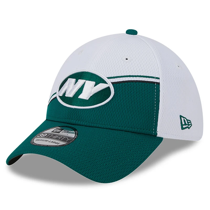 Casquette flex 39THIRTY Sideline New York Jets 2023 Era pour homme, blanc/vert