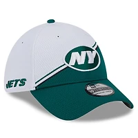 Casquette flex 39THIRTY Sideline New York Jets 2023 Era pour homme, blanc/vert