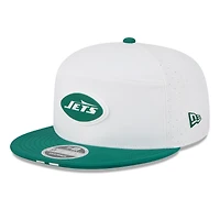 Casquette New Era 9FIFTY Snapback blanche/verte pour homme, camp d'entraînement NFL 2025 des New York Jets