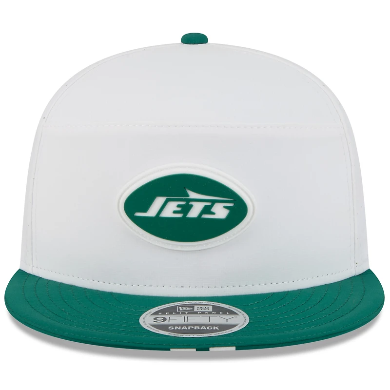 Men's New Era  White/Green New York Jets 2025 NFL Training Camp Split Panel 9FIFTY Snapback Hat