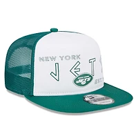 Men's New Era White/Green New York Jets Banger 9FIFTY Trucker Snapback Hat
