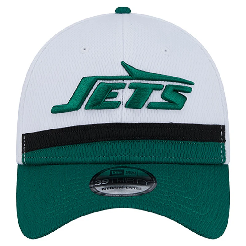 Casquette New Era 39THIRTY Flex blanche/verte pour homme des York Jets Dashmark Rays