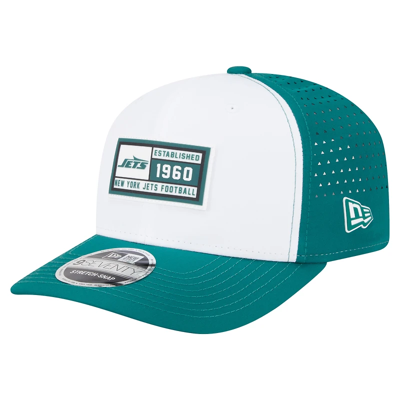 Men's New Era  White/Green New York Jets Established Patch 9SEVENTY Adjustable Hat