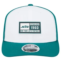 Casquette ajustable New Era 9SEVENTY blanche/verte pour homme, motif New York Jets Established Patch