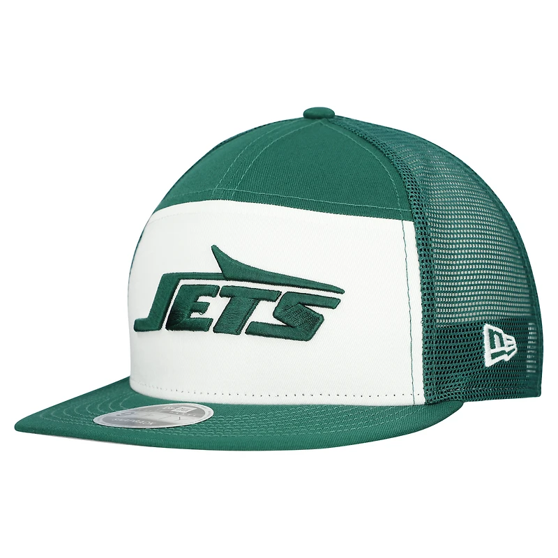 Casquette snapback New Era 9FIFTY pour homme, blanche et verte, à panneaux séparés, des New York Jets