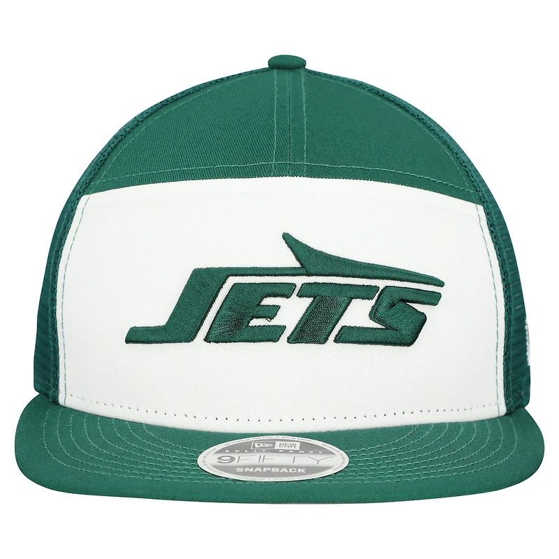 Casquette snapback New Era 9FIFTY pour homme, blanche et verte, à panneaux séparés, des New York Jets