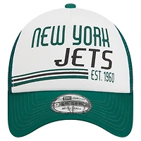Casquette réglable New Era New York Jets Stacked A-Frame Trucker 9FORTY pour hommes, blanc/vert