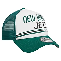Casquette réglable New Era New York Jets Stacked A-Frame Trucker 9FORTY pour hommes, blanc/vert