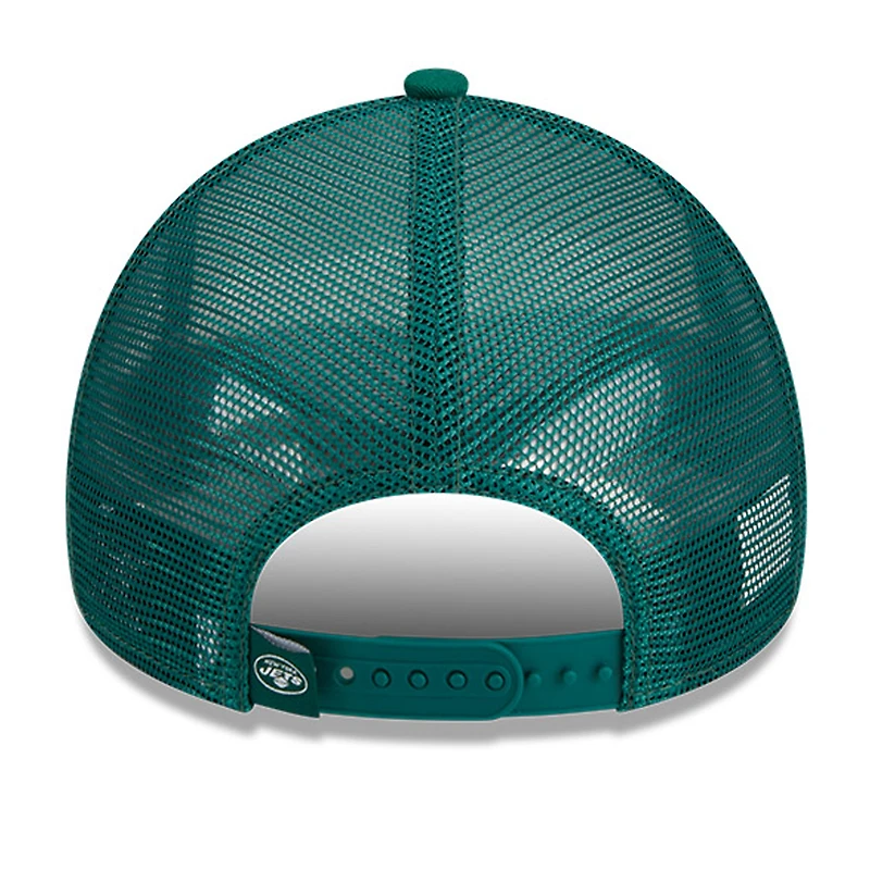 Casquette réglable New Era New York Jets Stacked A-Frame Trucker 9FORTY pour hommes, blanc/vert