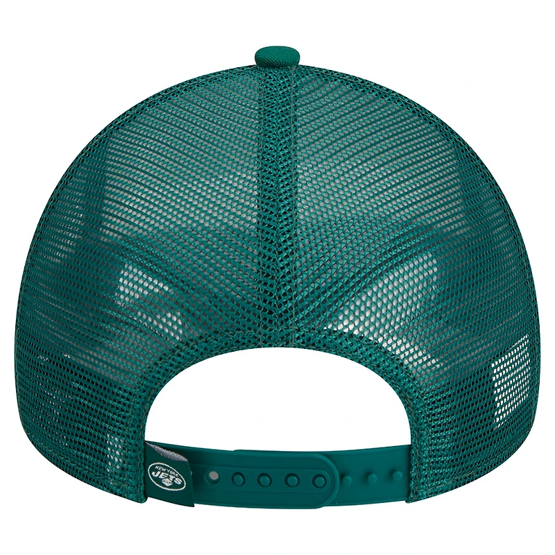 Casquette réglable New Era New York Jets Stacked A-Frame Trucker 9FORTY pour hommes, blanc/vert
