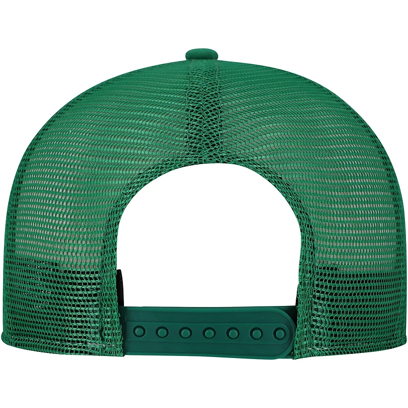 Men's New Era White/Green New York Jets Striped A-Frame 9FIFTY Adjustable Trucker Snapback Hat