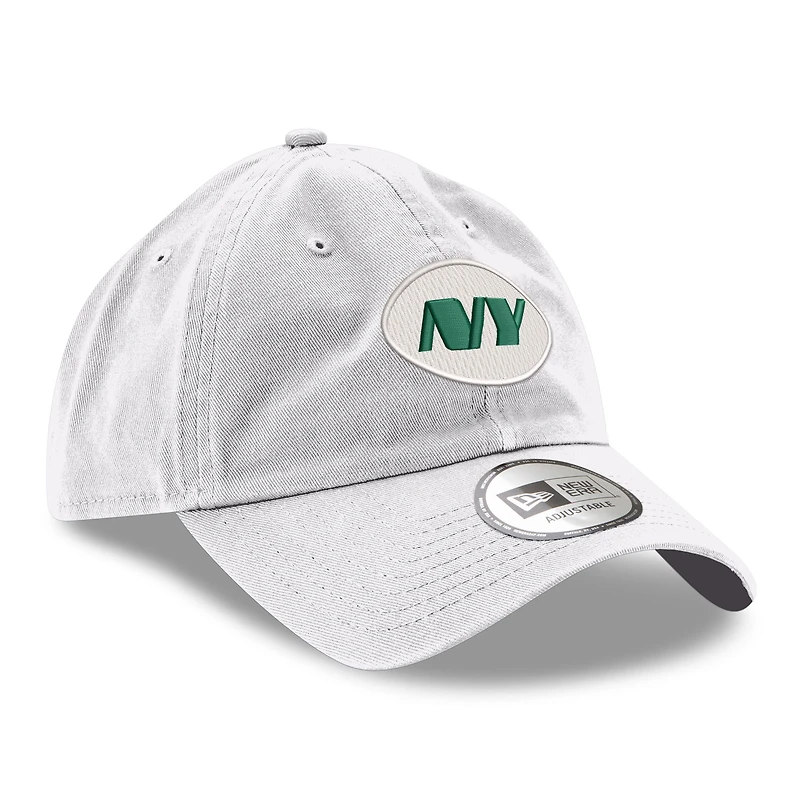 Casquette ajustable classique décontractée New Era New York Jets pour hommes, blanche