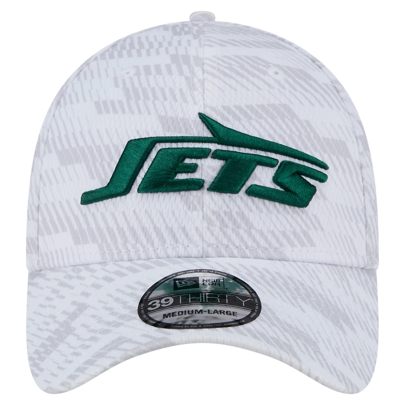 Casquette New Era blanche York Jets Gameday Graded 39THIRTY Flex pour homme