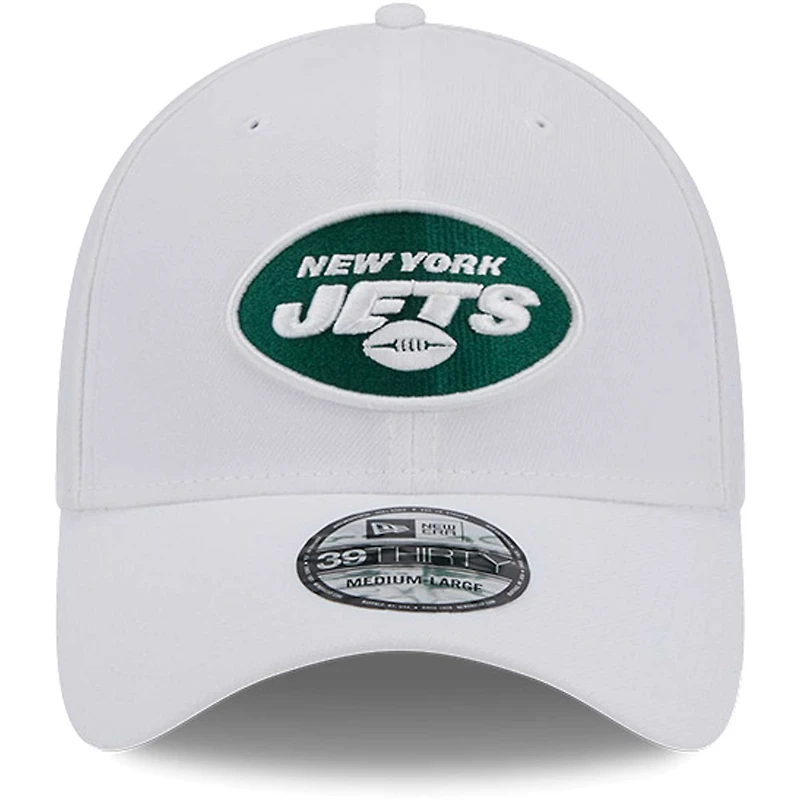Casquette flexible principale 39THIRTY New Era York Jets pour hommes, blanche
