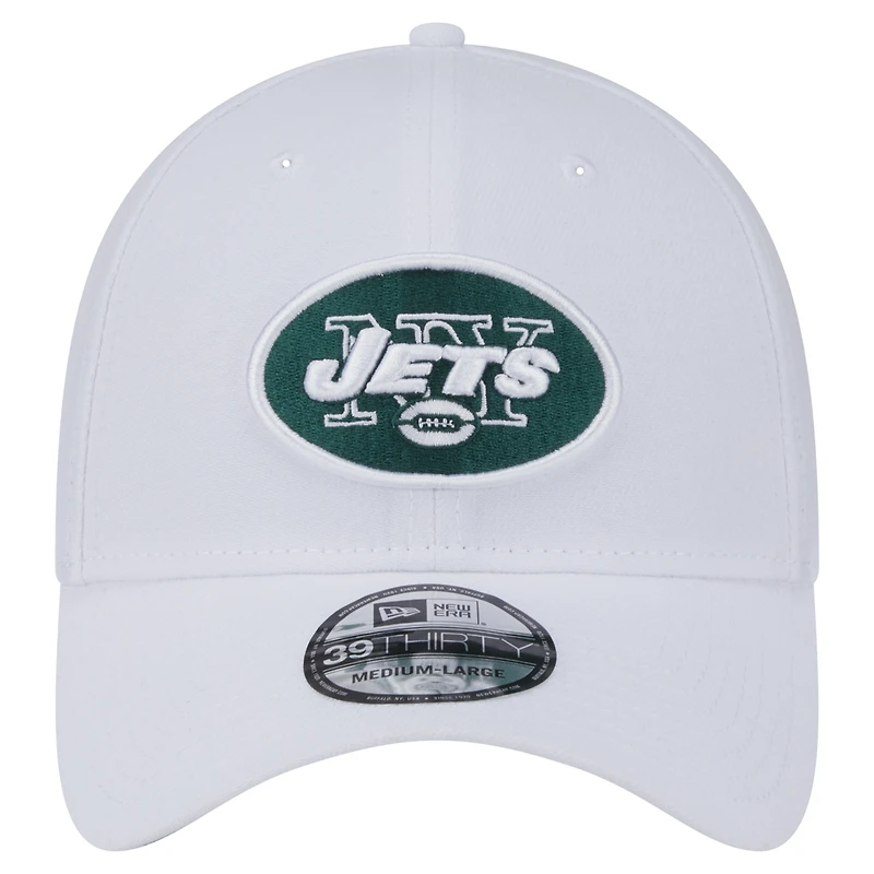 Casquette New Era blanche York Jets Throwback 39THIRTY Flex pour homme