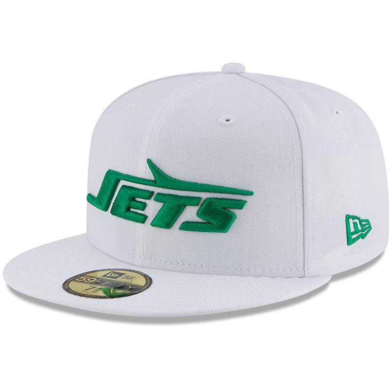 Men's New Era White York Jets Throwback Logo Omaha 59FIFTY Fitted Hat
