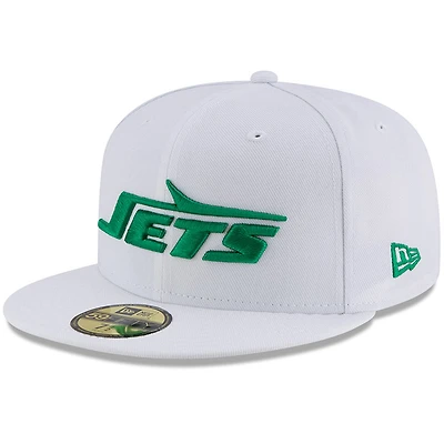 Men's New Era White York Jets Throwback Logo Omaha 59FIFTY Fitted Hat