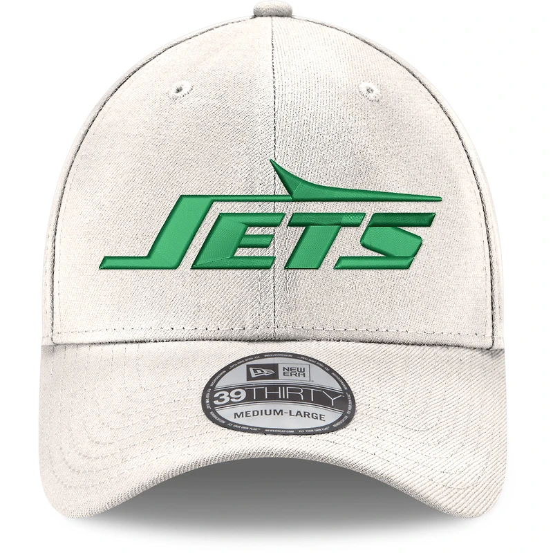 Men's New Era White York Jets Throwback Wordmark Iced II 39THIRTY Flex Hat