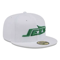 Men's New Era White York Jets Wordmark Omaha 59FIFTY Fitted Hat