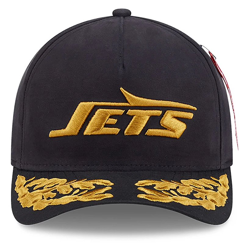 Men's New Era x Alpha Industries  Black New York Jets A-Frame 9FORTY Adjustable Hat