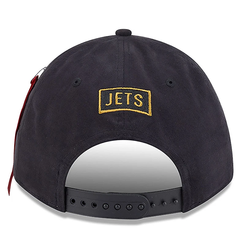 Men's New Era x Alpha Industries  Black New York Jets A-Frame 9FORTY Adjustable Hat