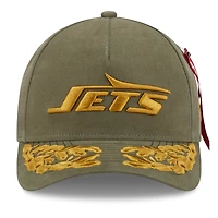 Men's New Era x Alpha Industries  Olive New York Jets A-Frame 9FORTY Adjustable Hat