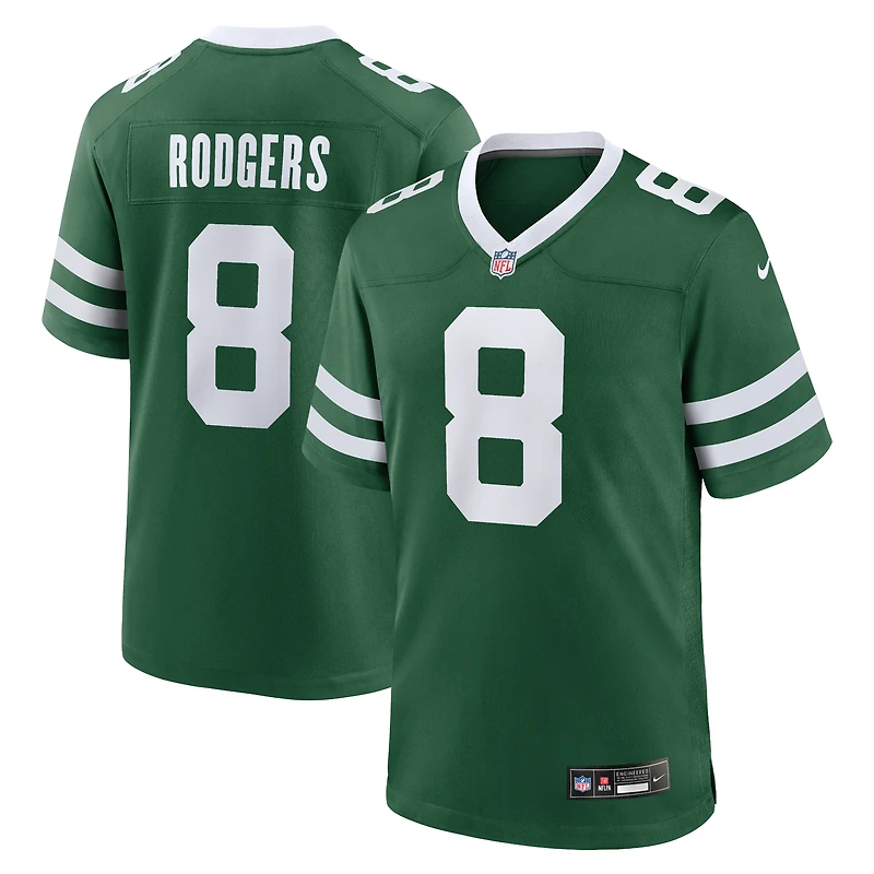 Maillot de match Nike Aaron Rodgers vert pour homme des New York Jets