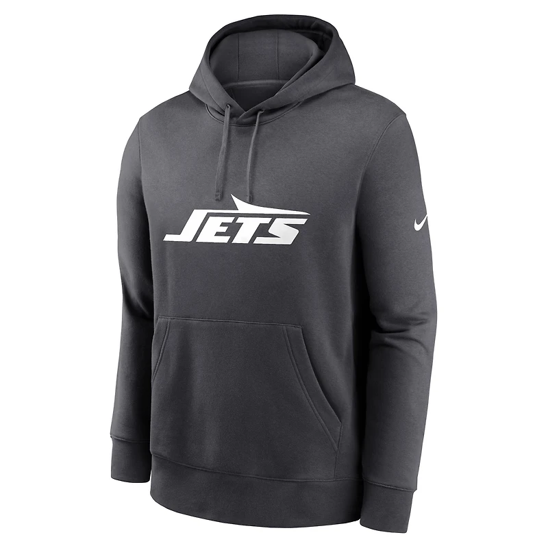 Sweat à capuche avec logo Nike New York Jets Club anthracite pour homme