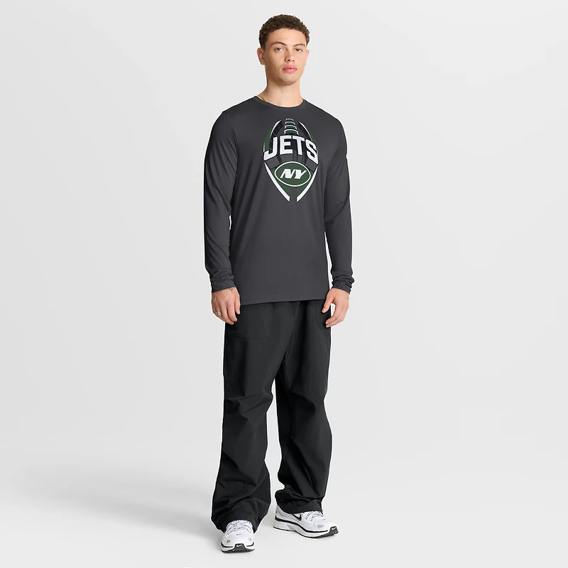 T-shirt Nike Anthracite New York Jets Primetime Legend Icon Performance à manches longues pour homme