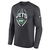 T-shirt Nike Anthracite New York Jets Primetime Legend Icon Performance à manches longues pour homme