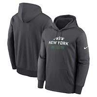 Men's Nike Anthracite New York Jets Toss Sweep Therma Hoodie