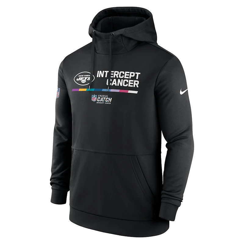 Chandail à capuchon Therma Performance pour homme Nike New York Jets 2022 NFL Crucial Catch - noir