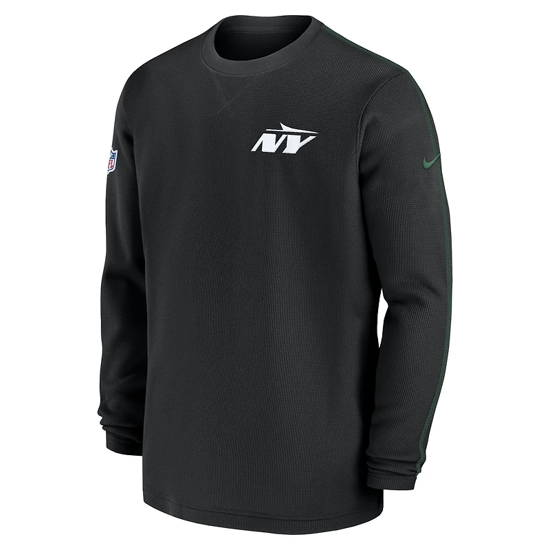 Men's Nike Black New York Jets 2024 Sideline Coaches Long Sleeve Top