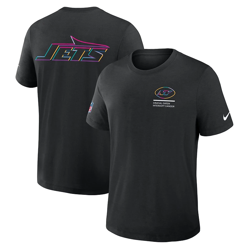 T-shirt Nike noir New York Jets 2025 Crucial Catch Tri-Blend Dri-FIT pour homme