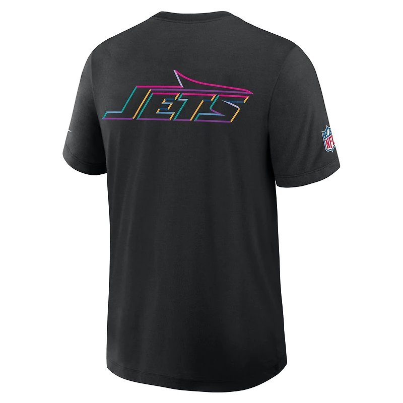 T-shirt Nike noir New York Jets 2025 Crucial Catch Tri-Blend Dri-FIT pour homme