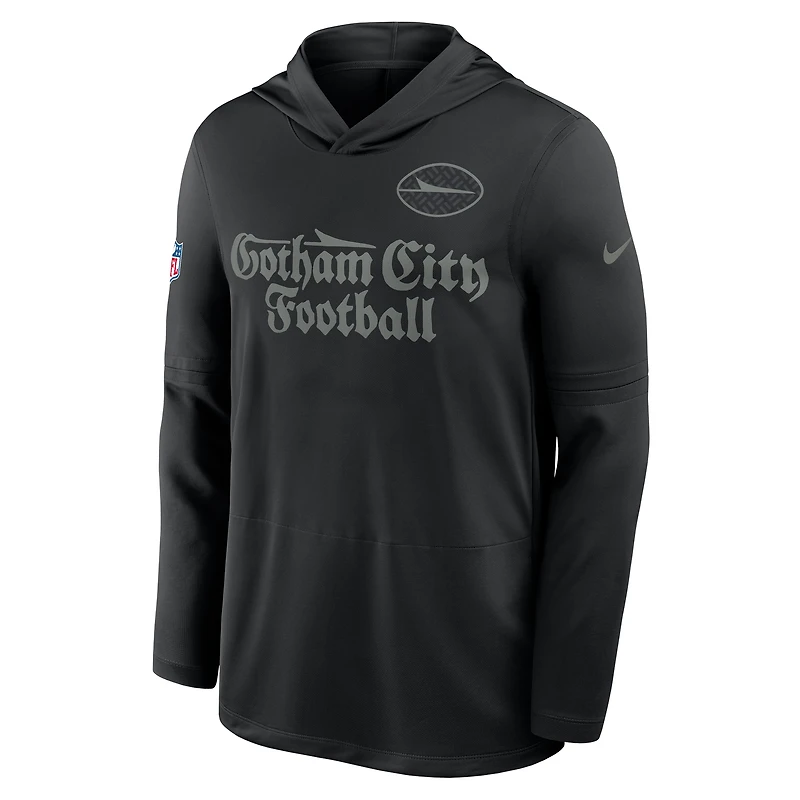 T-shirt à capuche et manches longues Nike noir New York Jets 2025 Rivalries Collection Sideline Dri-FIT pour homme