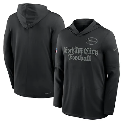 T-shirt à capuche et manches longues Nike noir New York Jets 2025 Rivalries Collection Sideline Dri-FIT pour homme