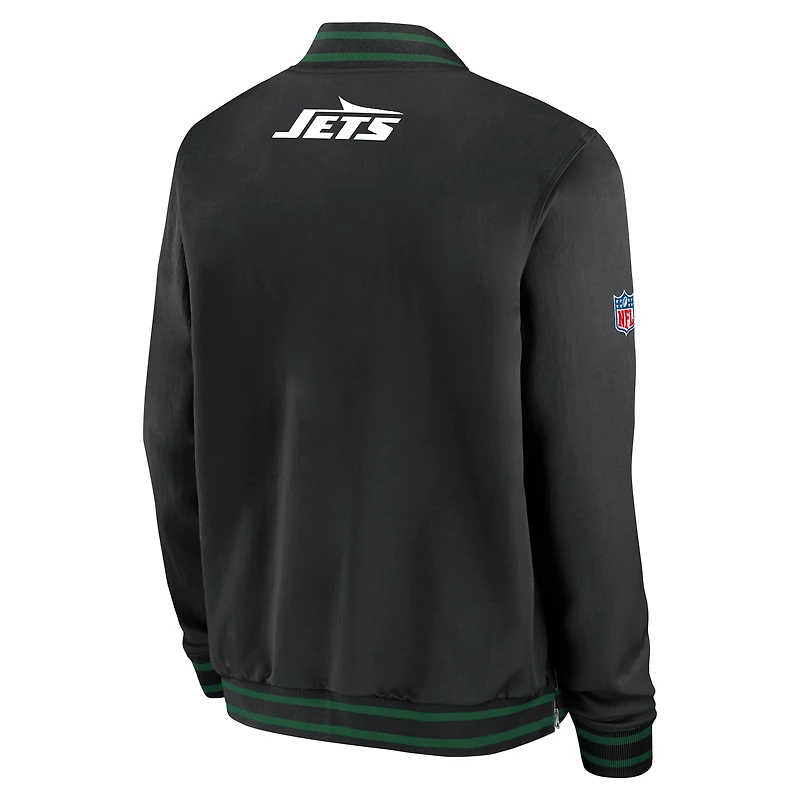 Veste aviateur entièrement zippée Nike New York Jets Coaches pour homme noire