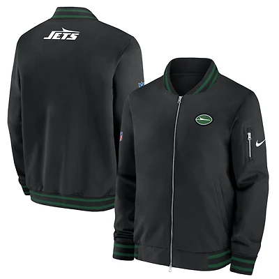 Veste aviateur entièrement zippée Nike New York Jets Coaches pour homme noire