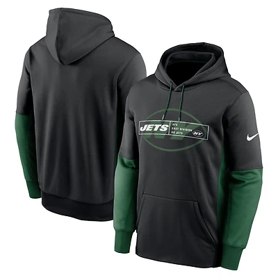Sweat à capuche Nike New York Jets Color Block Performance en polaire pour homme, noir