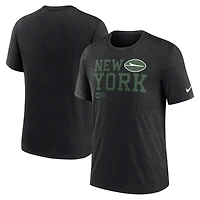T-shirt à trois mélanges Nike pour hommes, noir, New York Jets, Overlap Lockup