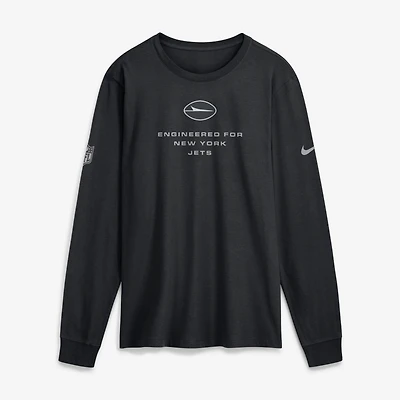 T-shirt à manches longues Nike pour homme, noir, New York Jets, Sideline Bold Arch Star, technologie Dri-FIT