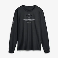 T-shirt à manches longues Nike pour homme, noir, New York Jets, Sideline Bold Arch Star, technologie Dri-FIT