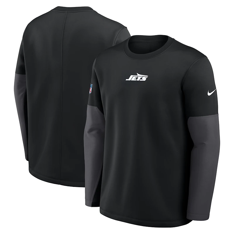 Men's Nike Black New York Jets Sideline Coach Therma-FIT Long Sleeve T-Shirt
