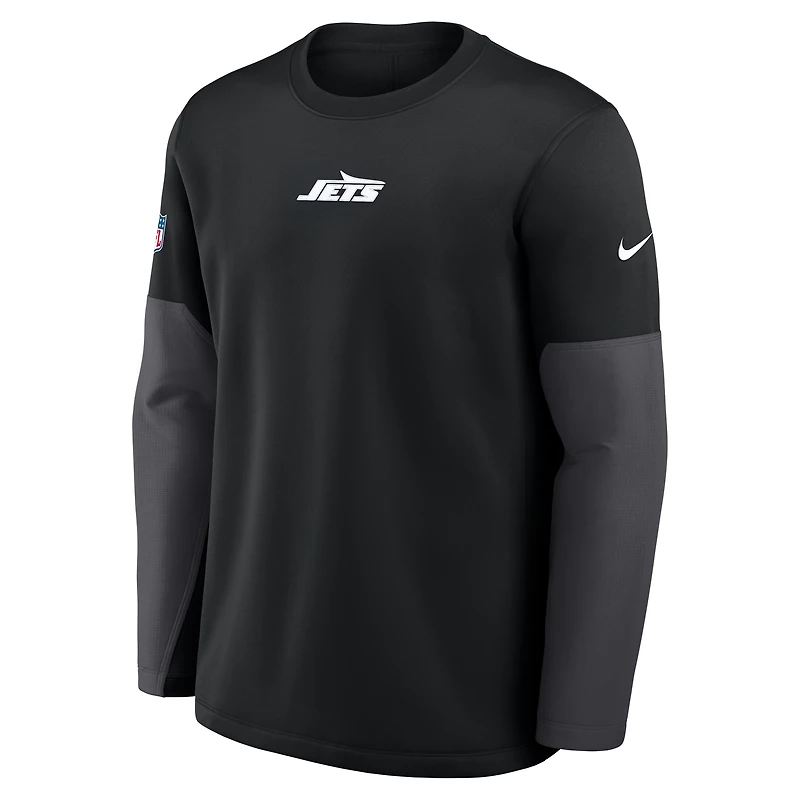 Men's Nike Black New York Jets Sideline Coach Therma-FIT Long Sleeve T-Shirt