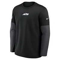 Men's Nike Black New York Jets Sideline Coach Therma-FIT Long Sleeve T-Shirt