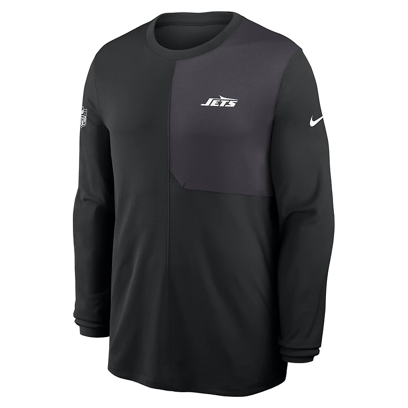 T-shirt Nike vert à manches longues pour homme, coupe coach UV Dri-FIT, New York Jets